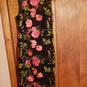 Calvin Klein Black Mini Dress with Pink Floral Design